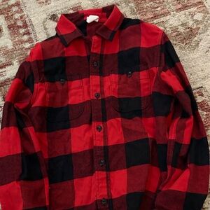 GAP Kids Red and Black Plaid Button Down Shirt